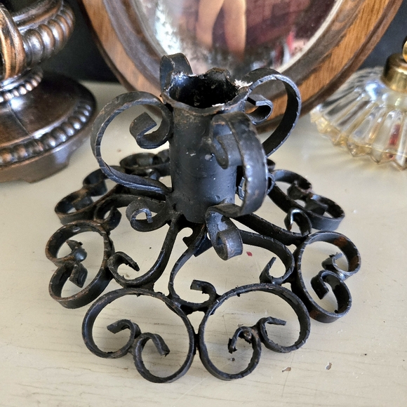 Handforged Metal Candlestick Holder, Rustic Country Cottage Victorian style - Picture 3 of 7